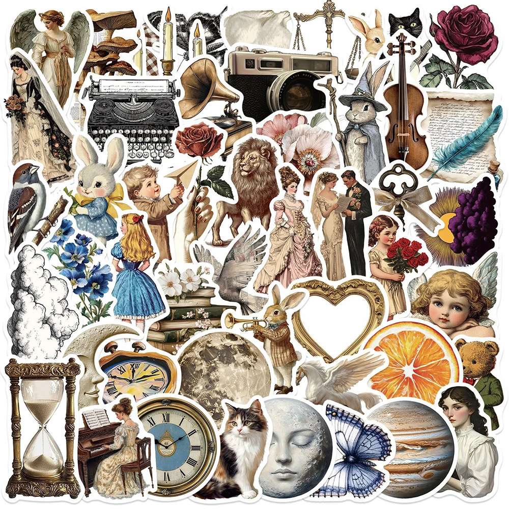 

10/30/50pcs Retro Art Aesthetic Graffiti Stickers Cartoon Animal Sticker DIY Water Bottle Notebook Phone Waterproof Decals Pack