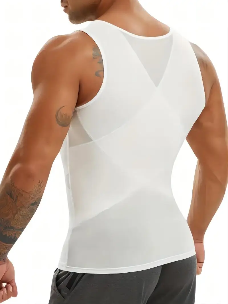 Mens Compression Shirt Slimming Body Shaper Vest Sleeveless Undershirt Tank Top Tummy Control Shapewear Sport Vest