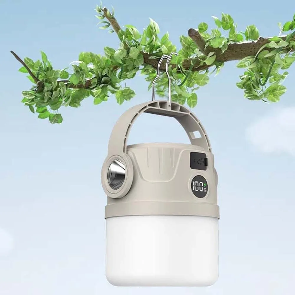 

Portable Portable Solar Camping Light with Output with Side Lights Beige Tent Lamp 1200mAh Battery Bright Hanging Lights Park