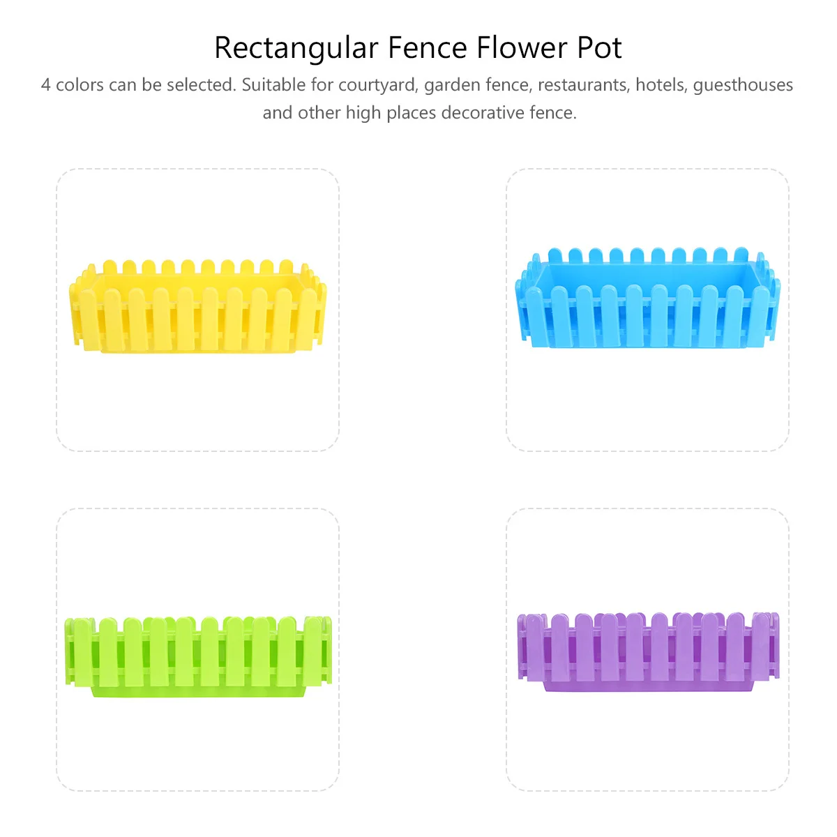 Modern Rectangular Flower Pot Plastic Fence Planter for Gardens Restaurants Guesthouses Greenery Display Outdoor Indoor Use