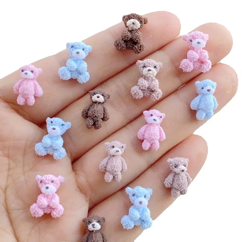 50 pièces de mini-ours en résine mignons, animaux de dessin animé en caoutchouc souple, à dos plat, pour nail art, scrapbooking, décoration, bijoux et accessoires de loisirs créatifs