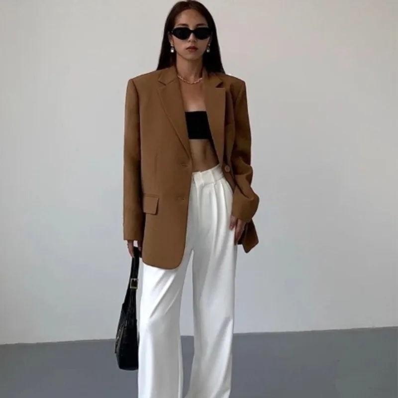 2026 Spring Fashion New Women's Elegant Suit Jacket with Collar High End Style Versatile Loose Professional Blazer Women