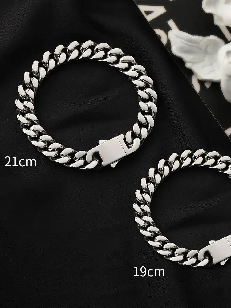 New European and American Hip Hop Bracelet with Four Sided Grinding Cuban Chain Cross border Hot Style Simple Titanium Steel Bra image 4