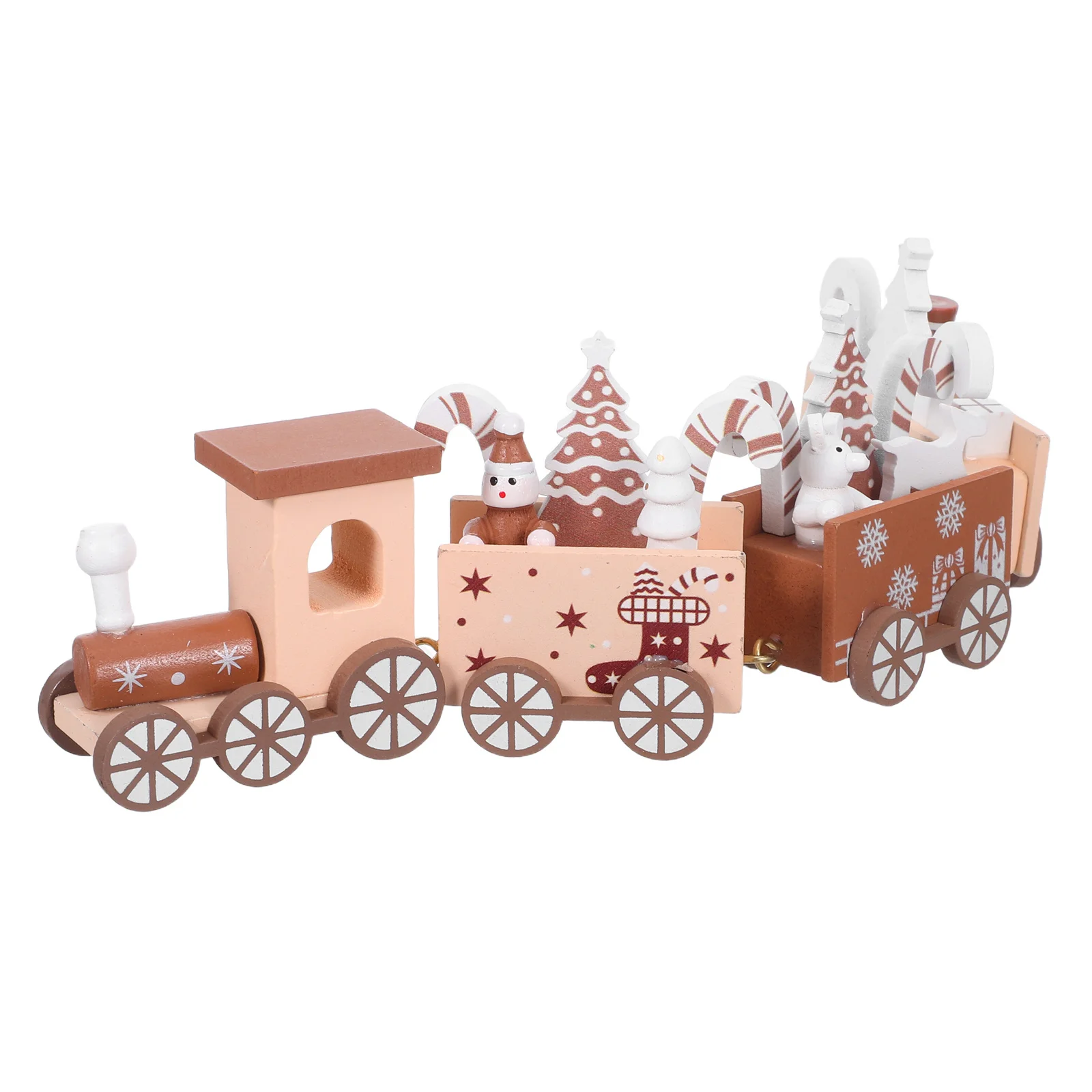 

1Set Wooden Christmas Mini Train Decor Painted Snowman Tree Ornaments Holiday Tabletop Mantel Fireplace Decoration