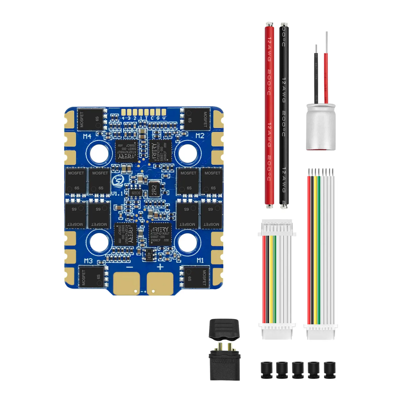 

SEQURE Blueson A1 ESC 6S 65A/8S 70A 20 мм Расстояние между отверстиями 128 кГц 4IN1 Электронный регулятор скорости для дронов FPV Racing и Freestyle
