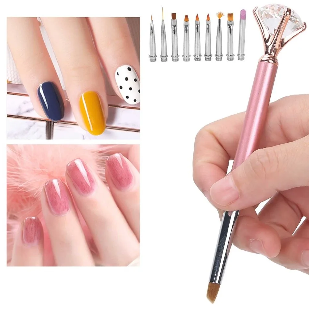 1 x Pen 10 x Pen Head Replaceable Head Detachable Nail Art Brush Soft Dotting Brush Ergonomic Handle Nail Liner & Dotting Brush