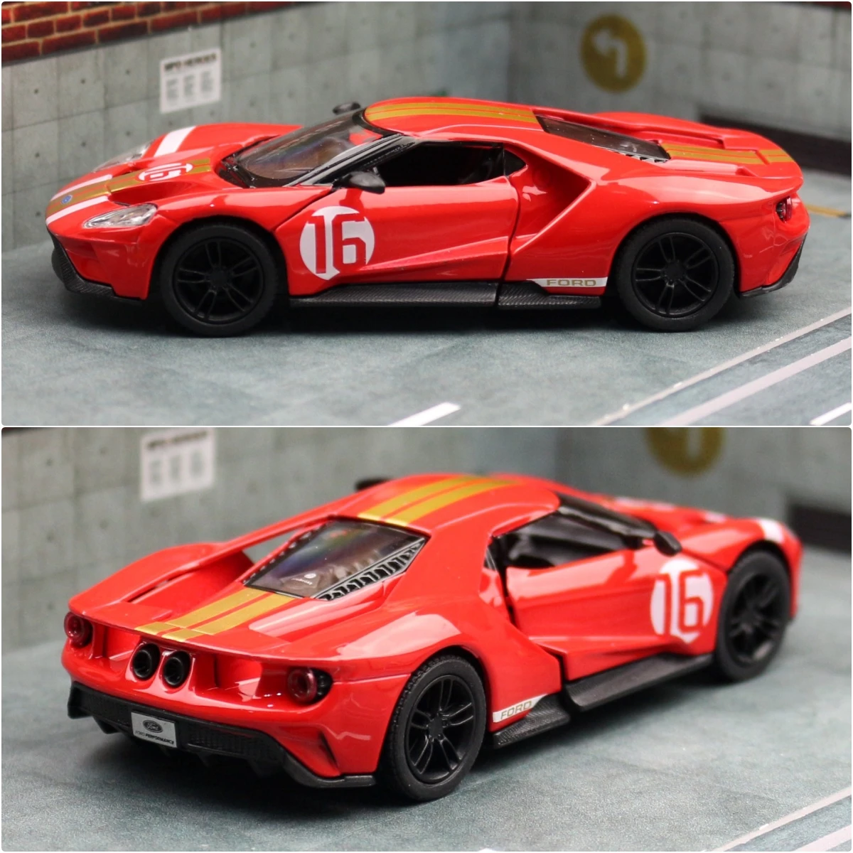 KiNSMART Toy Car Model 1/38 2017 Ford GT Racing Rally Alloy Diecast Miniature Pull Back Metal Collection Gift For Children Boy