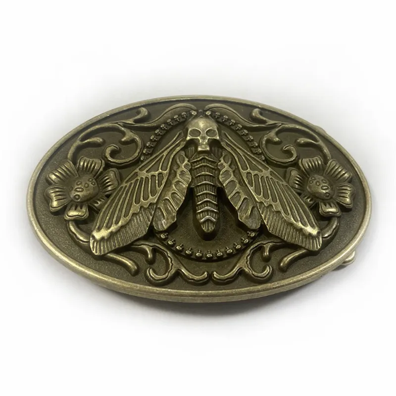 Western Cowboy Moth Skull Gürtelschnalle – modisches, einzigartiges Design-Lederaccessoire für Herren