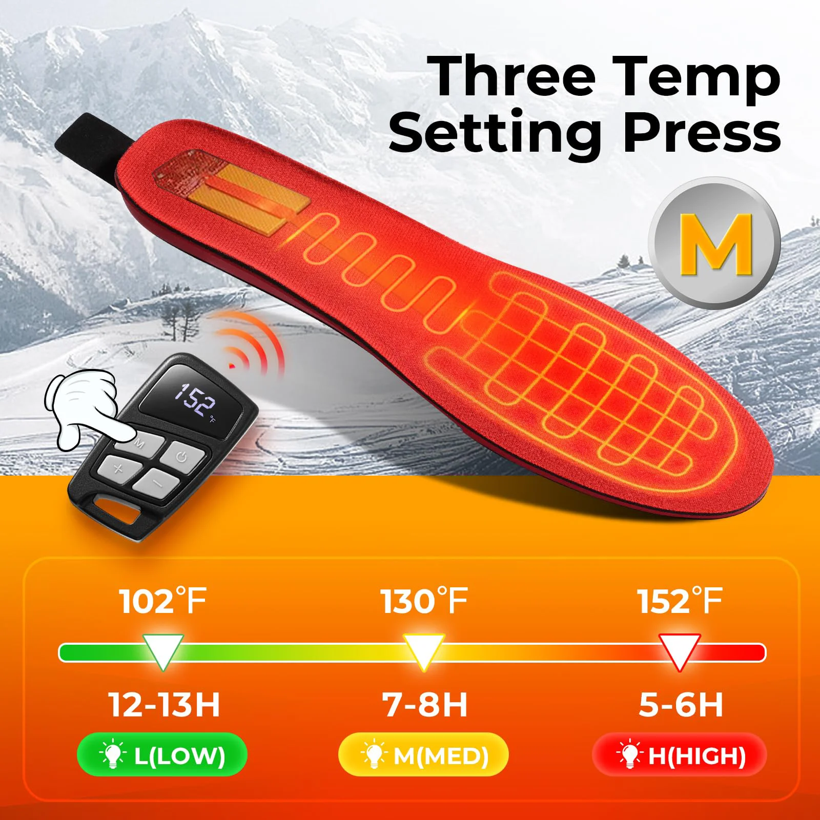 Heated Insoles, 7000mAH Rechargeable Electric Heating Insoles with Remote Control, Up to 13 Hours Heating Foot Warmer