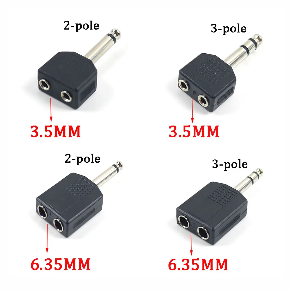 

1/4 "stereo audio jack plug adapter male to female 3.5Mmm 6.35mm dual mono headphone microphone Y splitter converter