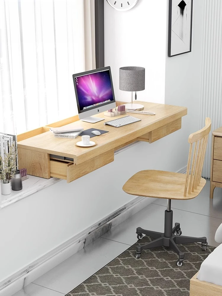 

Pure solid wood oak log simple creative small apartment bay window desk bedroom computer table makeup table