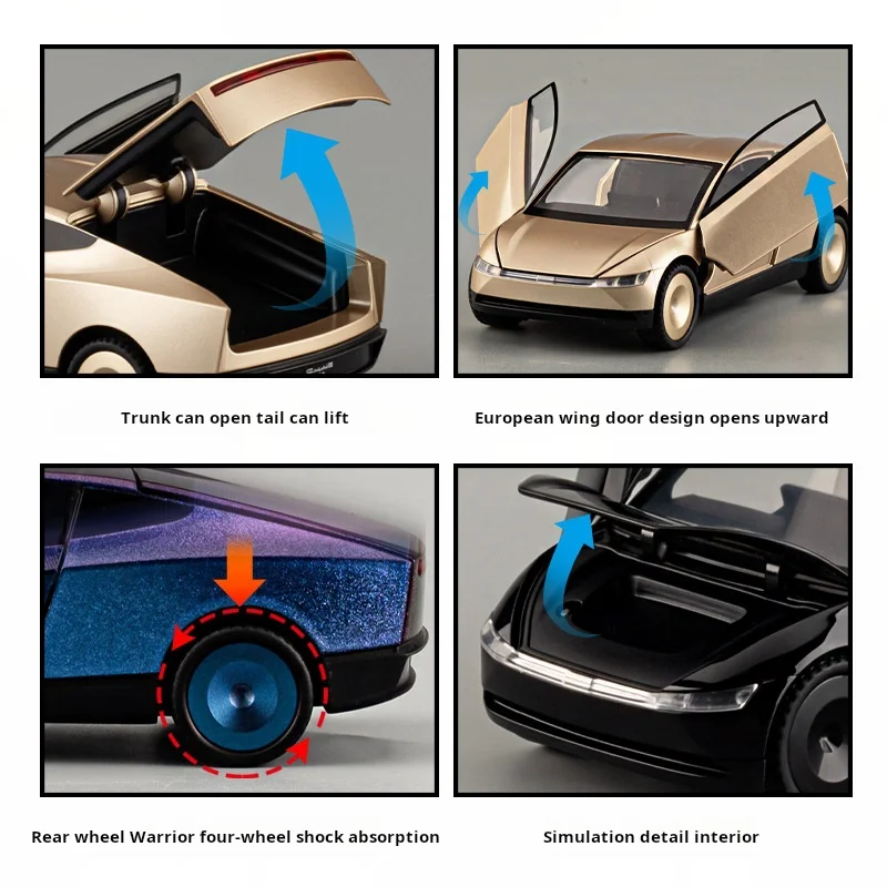 รถโมเดลโลหะผสมแบบไดแคสต์ 1:32 รถแท็กซี่ไร้คนขับ รุ่น Tesla Miniauto พร้อมเสียงและไฟ มีระบบดึงหลัง เหมาะสำหรับเป็นของขวัญวันเกิด