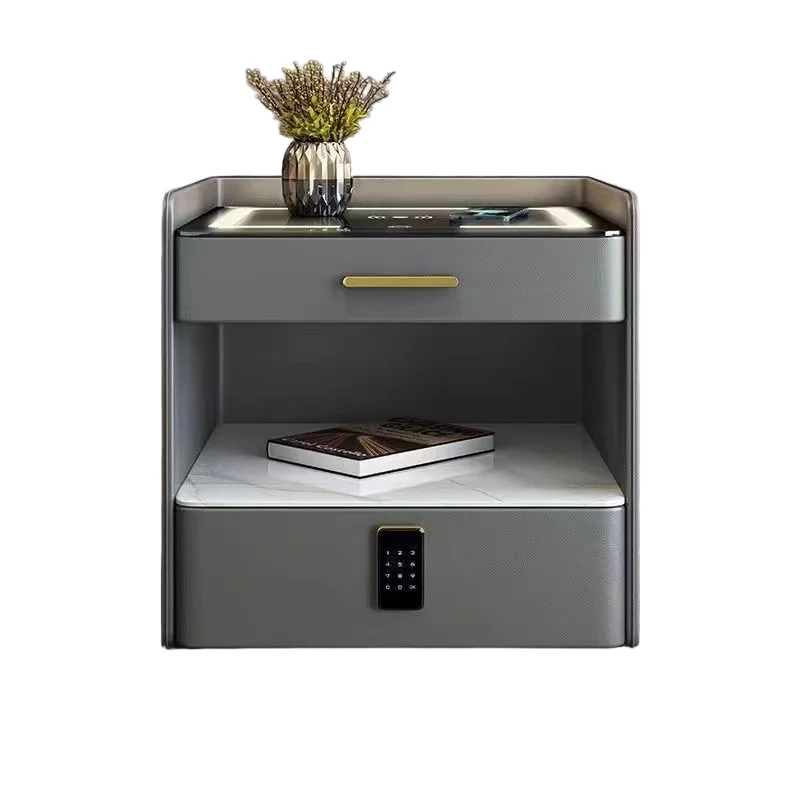 Smart bedside table Bedroom furniture Wireless Usb charging Locker Solid wood bedside table Flexible packaging Bedside table