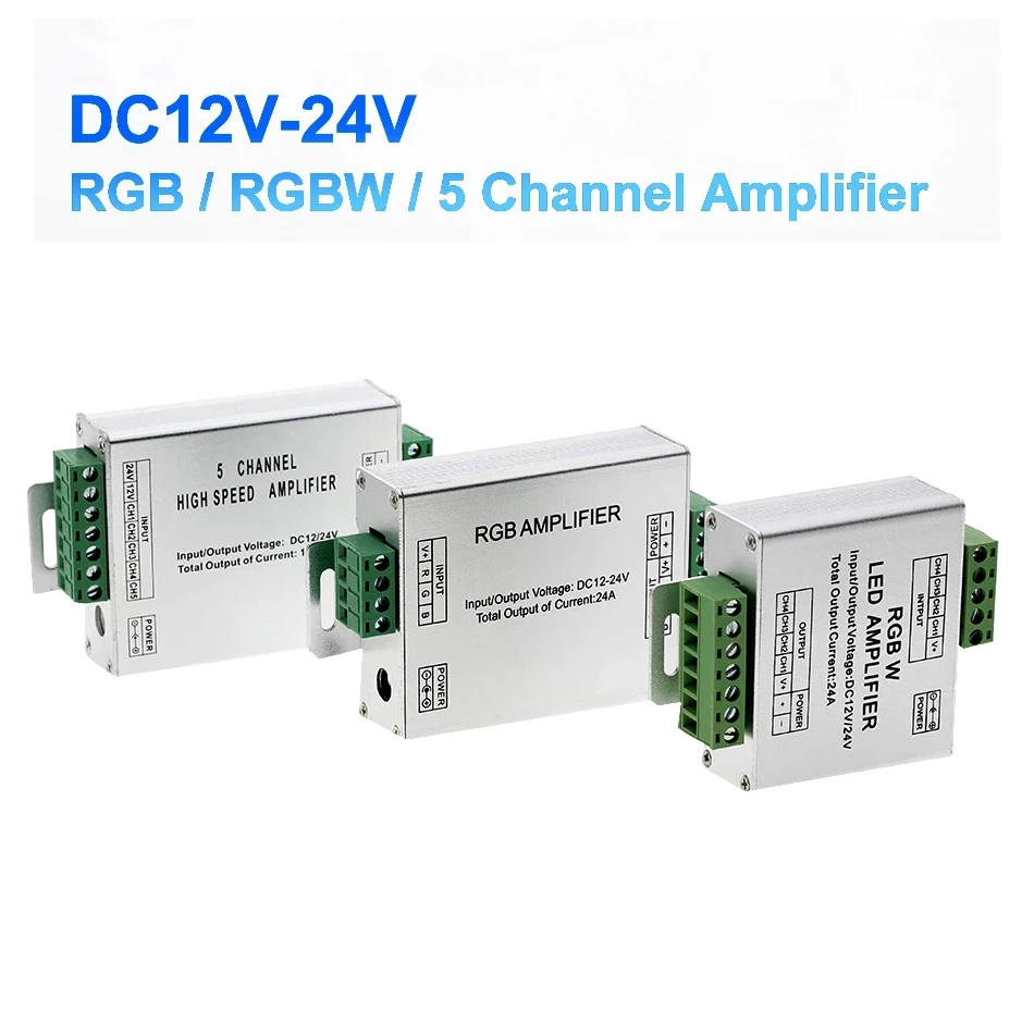 LED RGBW / RGB Amplifier DC5 - 24V 24A 30A 32A Output for RGBCCT / RGBW / RGB LED Strip Power Repeater Console Controller