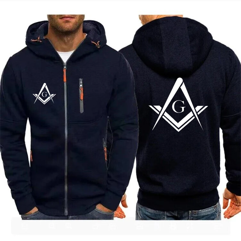 Hoodies Men Jacket Mason Freemasonry Print Casual HipHop Harajuku Hooded Sweatshirts Mens Zipper Jacket Man Hoody Clothing