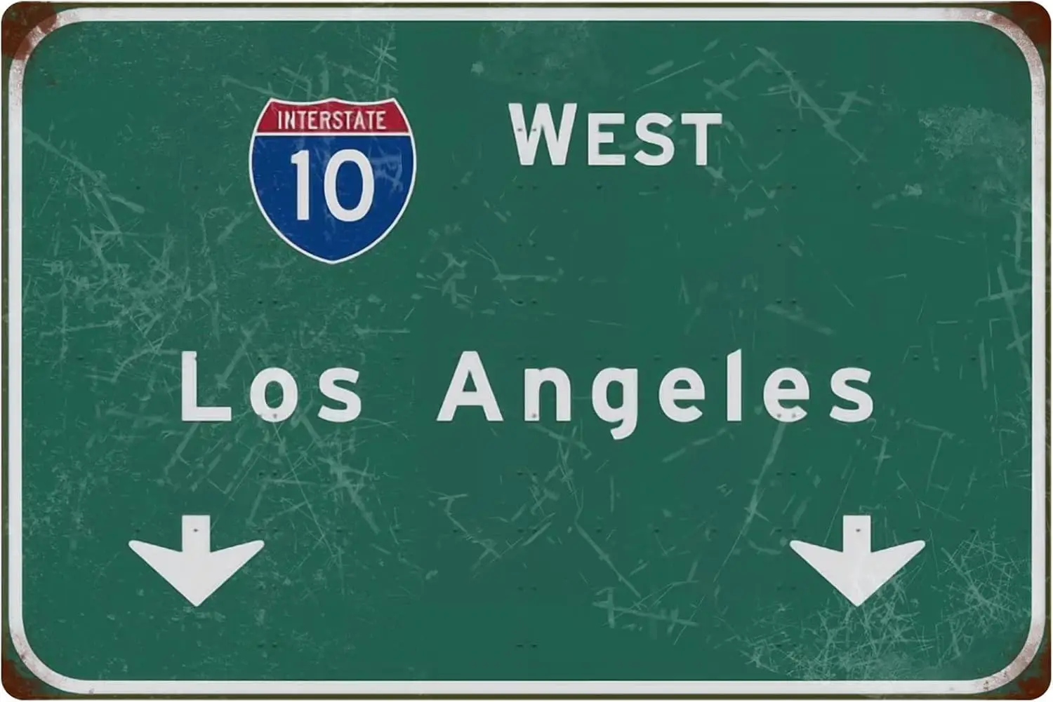 Highway Tin Sign Retro Interstate 10 West Los Angeles Wall Decor Bar Club Home Restaurant Airport Wall Hanging 8x12 Inches