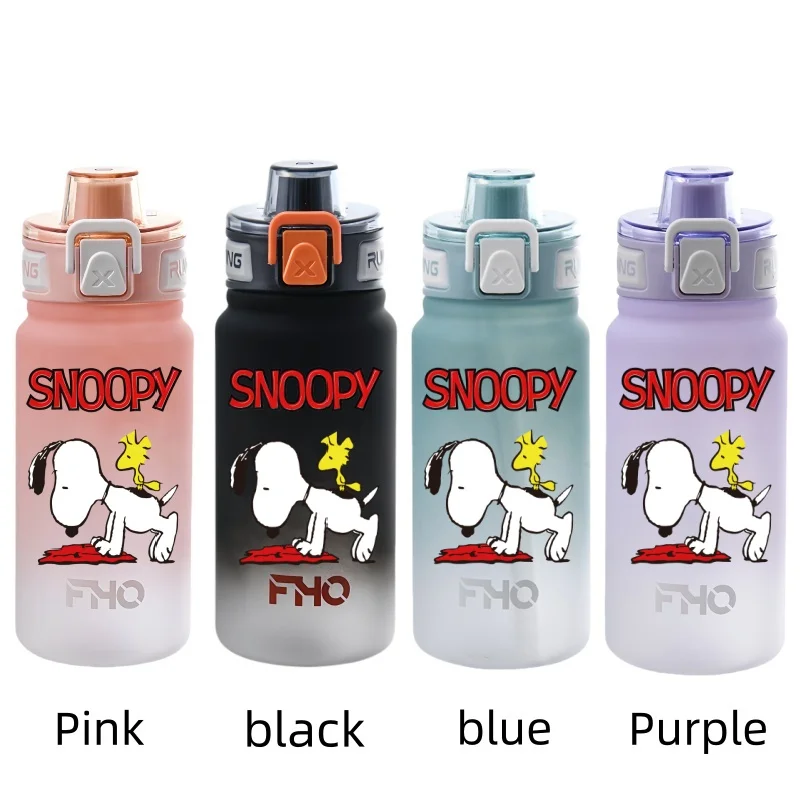 750ML Snoopy Anime Water Cup Portable Children's  Plastic Outdoor Sports Large Capacity Anti-drip Water Bottle New Style Gift