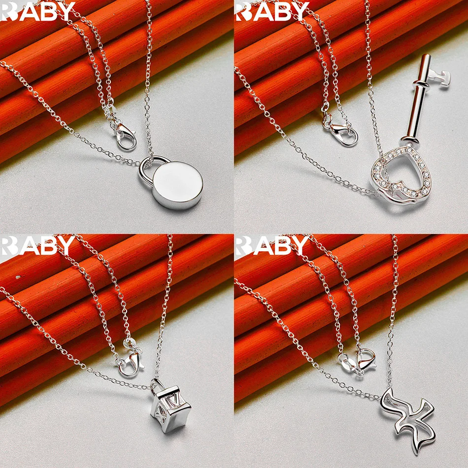 

URBABY 40-75cm 925 Sterling Silver Design Pendant Necklace For Women Men Creativity Gifts Street All-match Party And Daily Wear