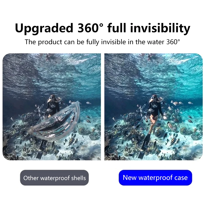 Underwater 60m Dive Case for Insta360 X4 Glasses/PC Waterproof Case Camera Housing Protector Invisible 360° Fully Diving Shell