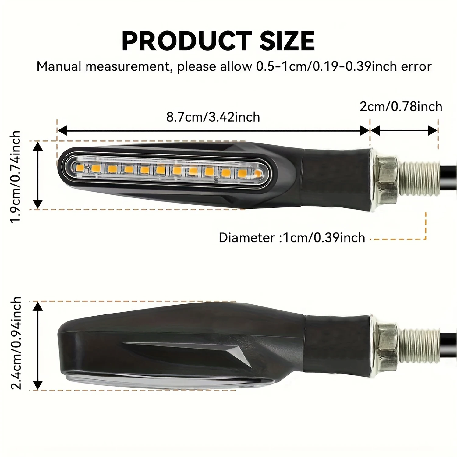 Motorcycle Led Turn Signals Directional Indicators Flashing Rear Tail Brake Flasher Light Stop Signal Car Daytime Running Light