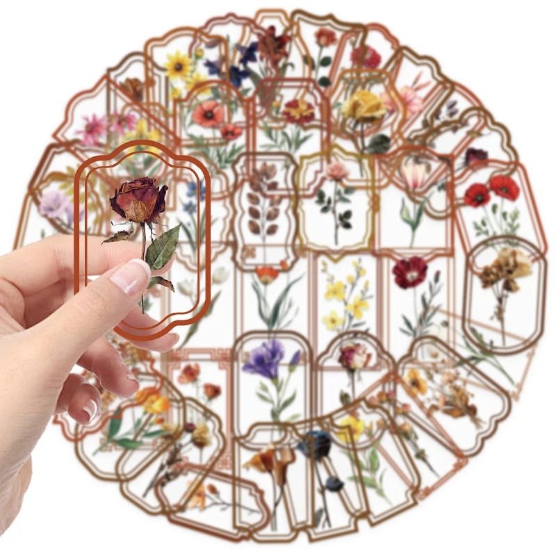 50 قطعة من ملصقات النباتات الشفافة خمر PET شفافة الشارات الزخرفية DIY بها بنفسك سكرابوكينغ الحرف ألبوم دفتر الهاتف #2