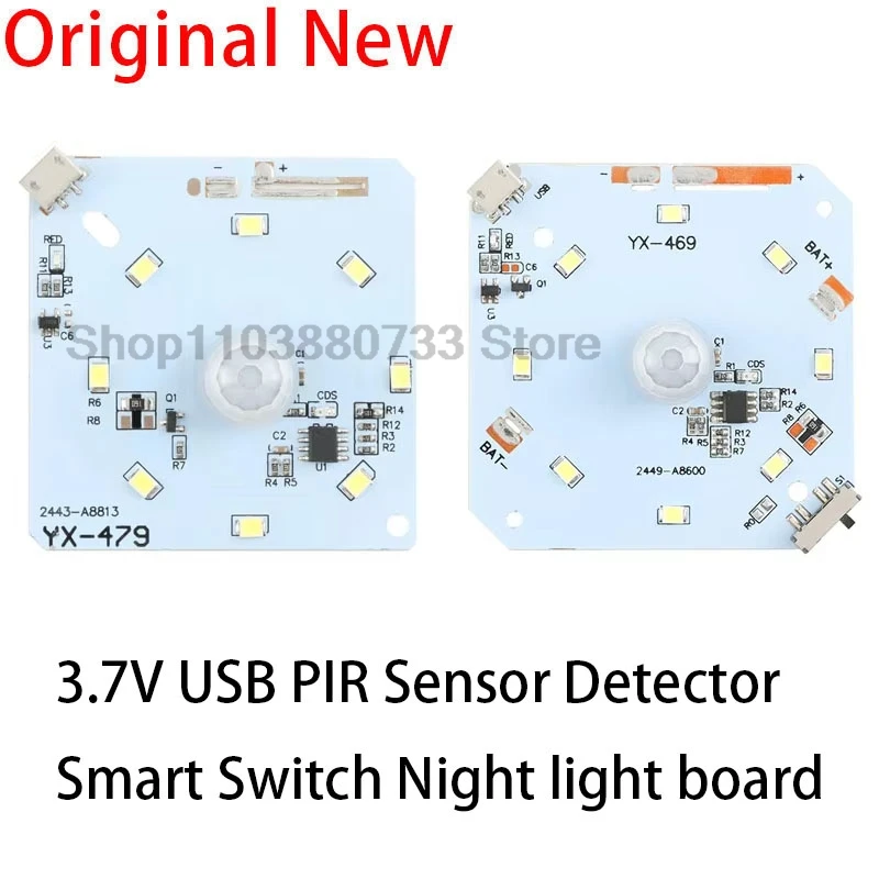 5PCS PIR Motion Sensor LED Human Body Infrared Induction Night Light Circuit Board USB Charging Recharge Night Lamp Control