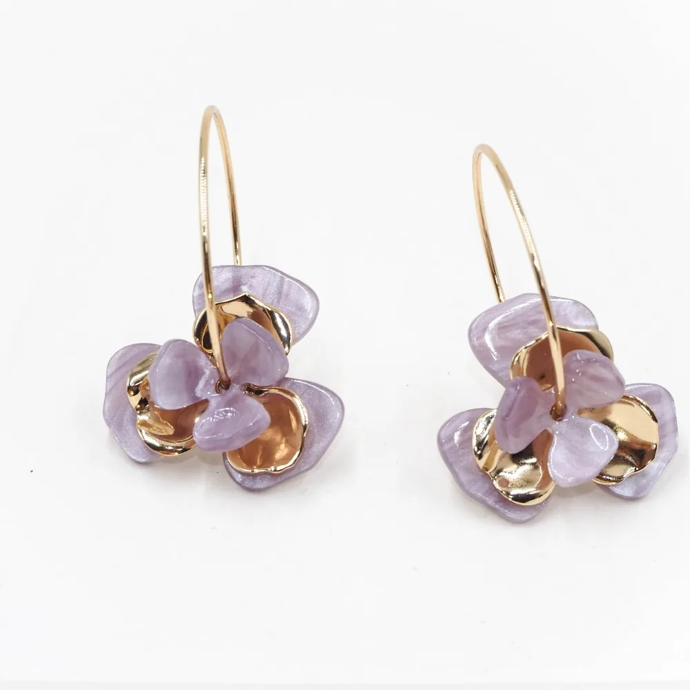 الخريف الشتاء بوهيميا نمط الرجعية الفرنسية رومانسية كاميليا مادة الاكريليك أقراط رائعة بيان لطيف الأطواق #5