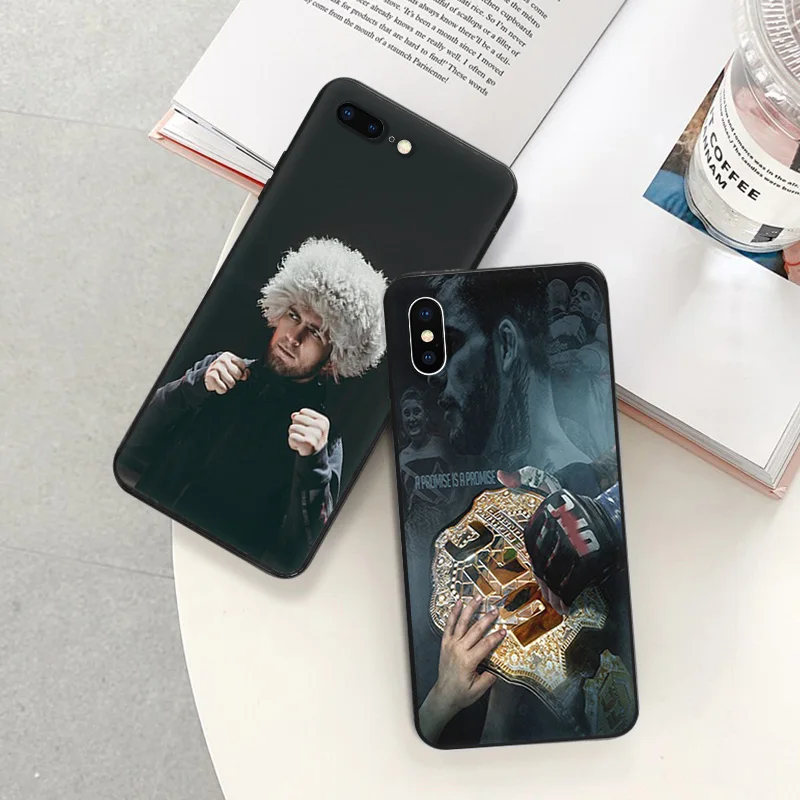 Matte Phone Case For iPhone 15 Pro Max 14 12 11 13 Mini 7 8 Plus XS SE 2022 X XR 14Pro KHabib Nurmagomedov Black Soft Cover