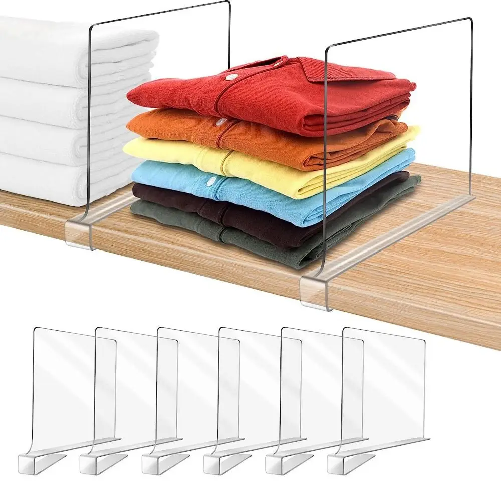 Wavy Shape Acrylic Shelf Dividers Reusable Durable Shelf Partition Plate Space Saving Easy Installation Acrylic Clothing Baffle