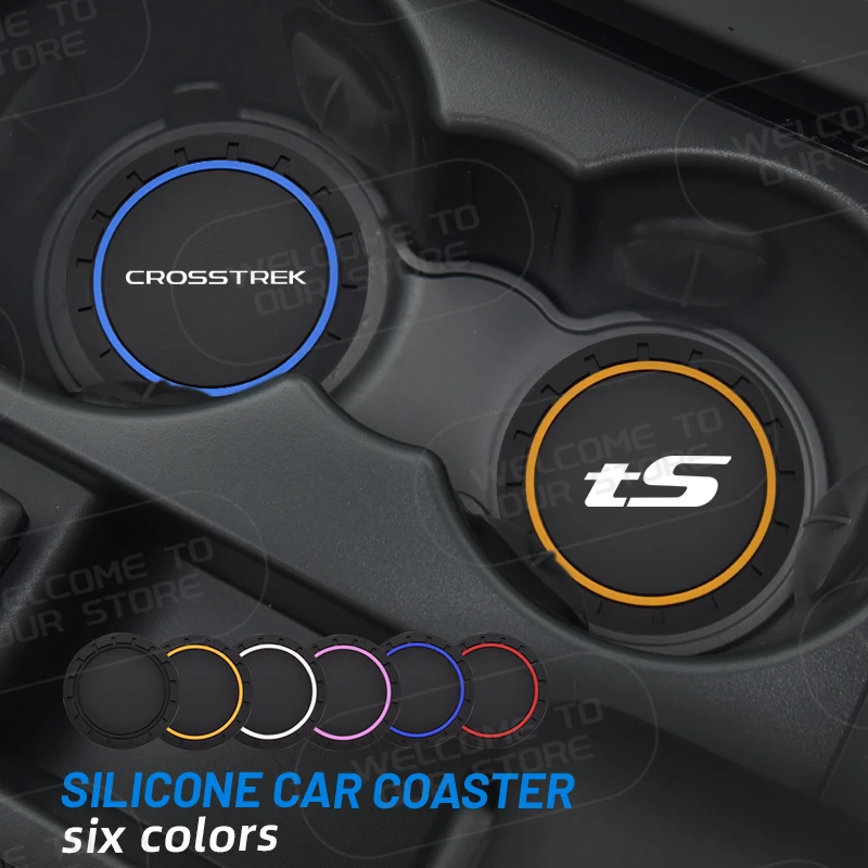 Автомобильная силиконовая подставка для Subaru Crosstrek TS LOGO AWD WRX, 2 шт., противоскользящий коврик для чашки с водой, вставки для подставок, аксессуары