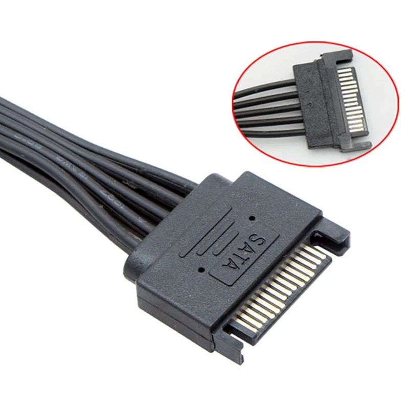Sata Power Splitter Cable SSD HDD Hard Power Cable Sata 15 Pin Male To 2 Female Power Y-Splitter Extension Cable