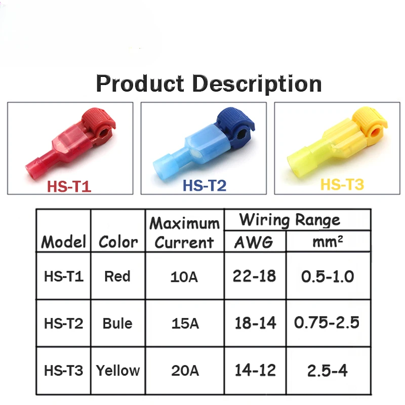 10/20/30/40/50 Pcs T-Tap Quick Connector Electrical Cable Connector Snap Splice Lock Wire Terminal Waterproof Crimp WireTerminal