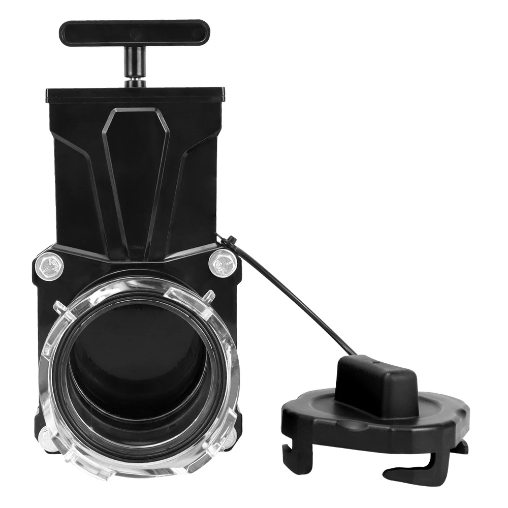 

RV Gate Valve - Features Built-In 3.5-Inch Clear Adapter & 4 Bayonet Prongs - Fits 3-Inch Sewer Fittings & Connects