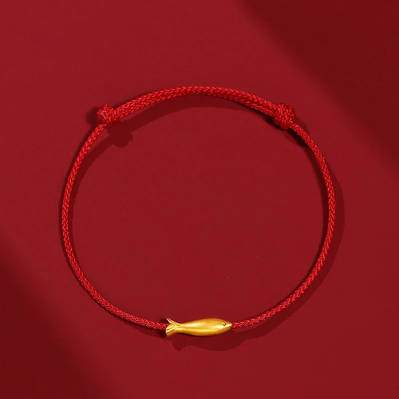 

New Handmade Red String Bracelet 999 Gold Fish Bracelet 1pcs