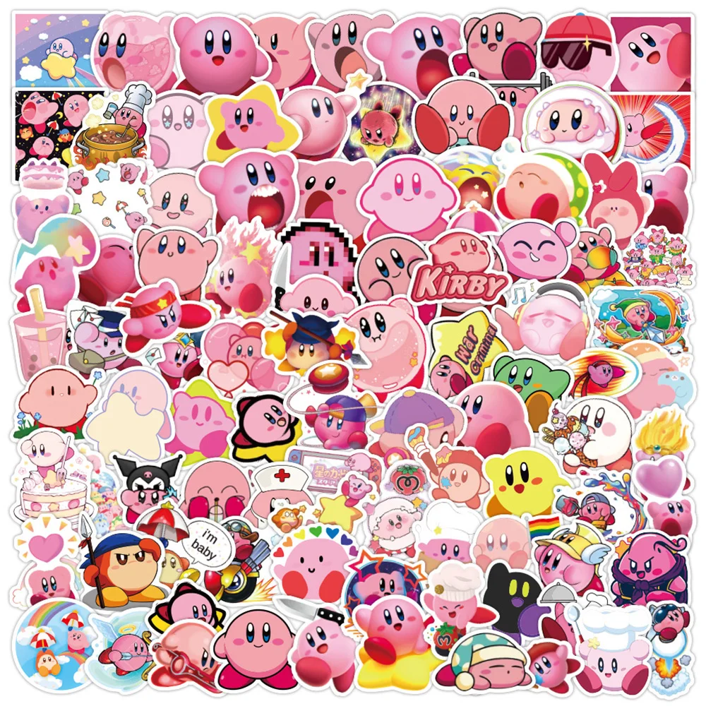 10/30/50/100pcs Kawaii Cartoon Kirby Stickers for Girls DIY Laptop Guitar Skateboard Waterproof Decal Cute Anime Sticker Kid Toy