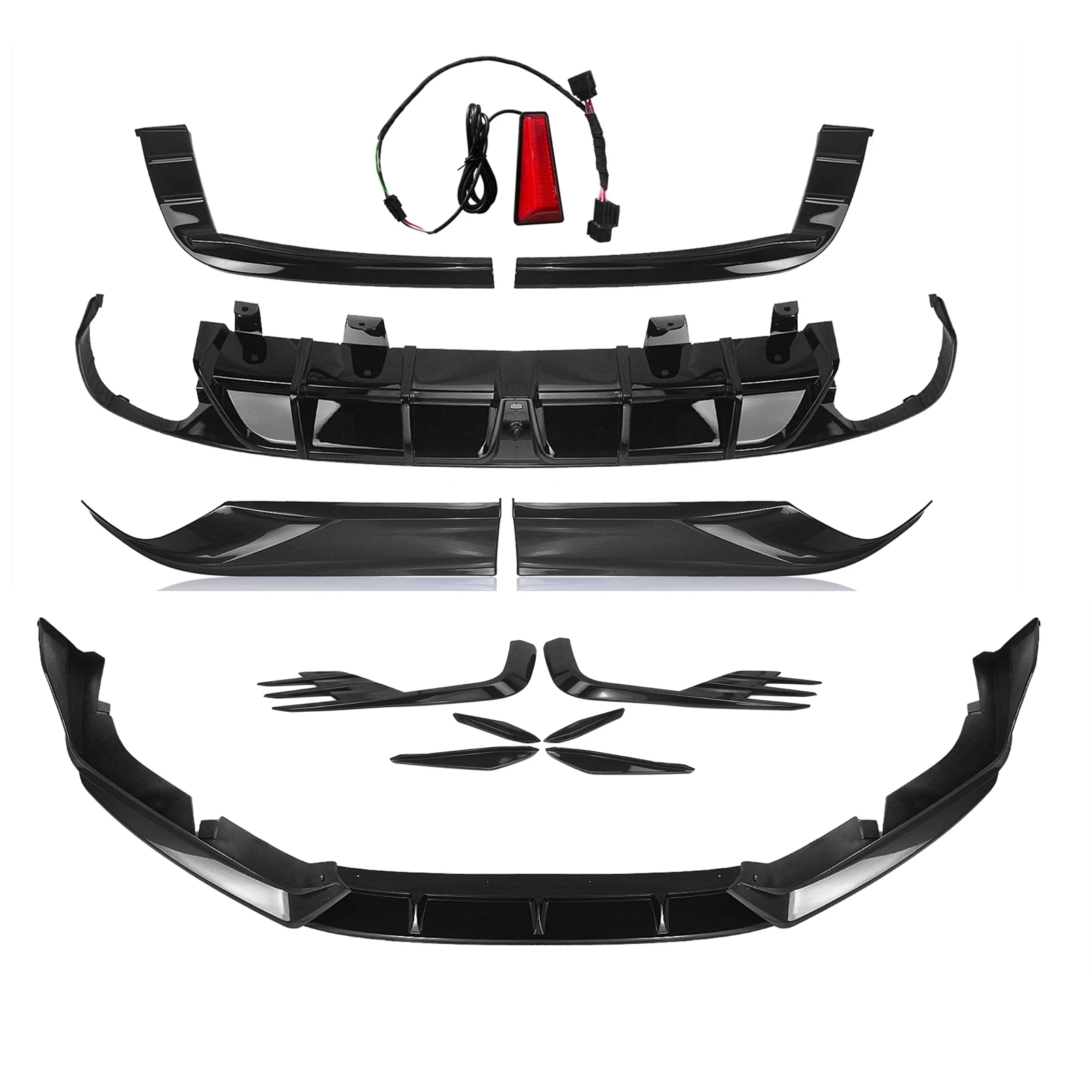 Yofer Front Bumper + Rear Diffuser Spoiler Lip Splitter + Fog Lamp Frame Air Vent Cover Trim For Honda Accord 2021 2022 Body Kit