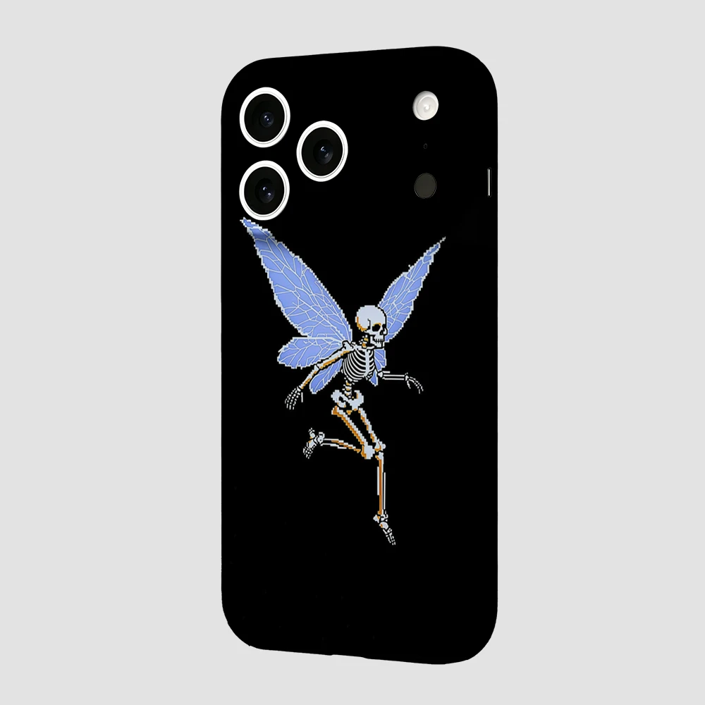 Blue Wing Skeleton Fairy Phone Case For iPhone 17 16 15 14 13 12 11 Pro Max Air 16e 7 8 Plus XS Max X XR Hard PC Bumper Cover view 3