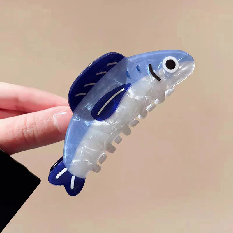 

1/2pcs New creative ocean sardine clip hair clip cute texture shark clip ponytail clip hair ornaments female