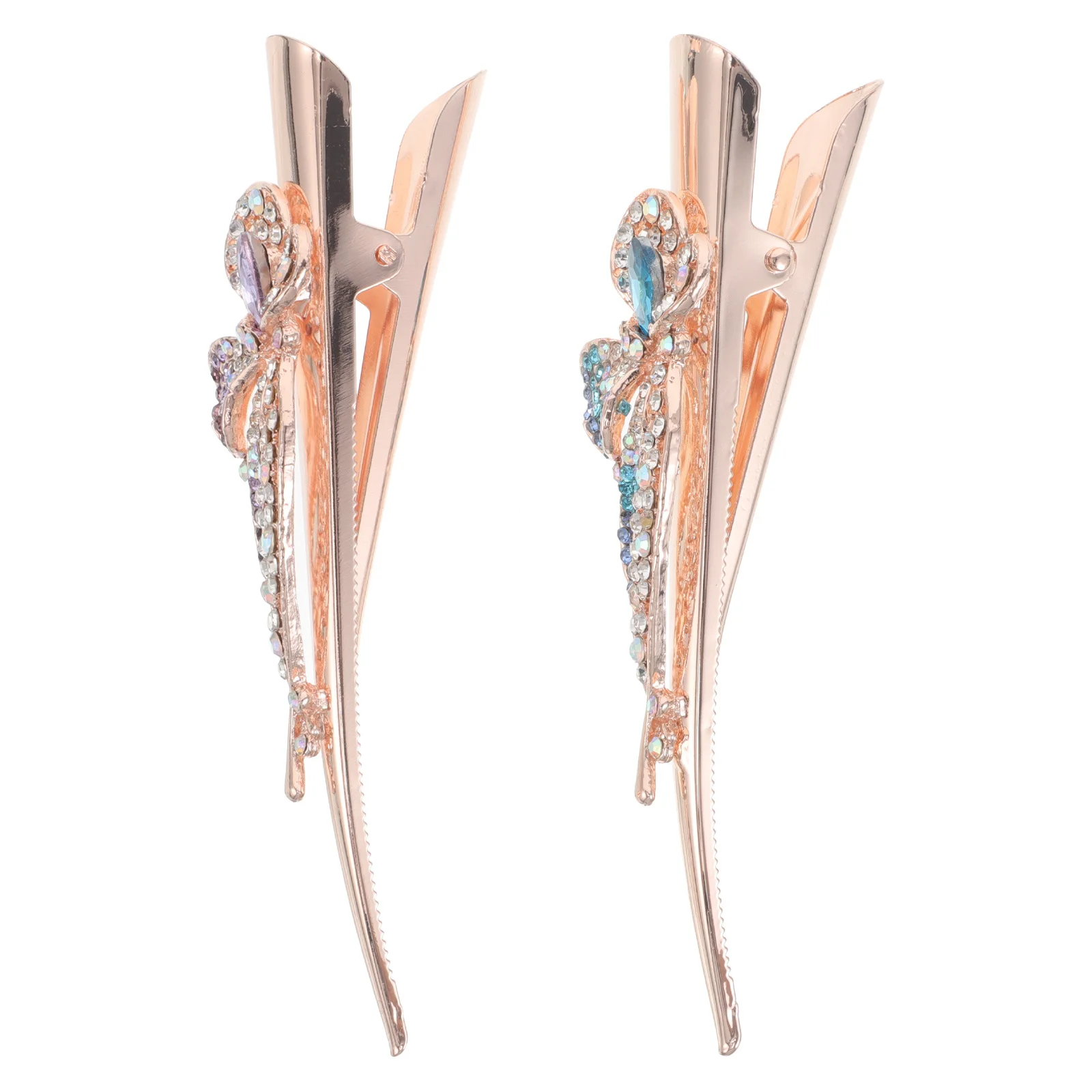 

2pcs Horn Clips: Large Rhinestone Duckbill Hairpins Updos Vintage Alloy Barrettes For Women Elegant Hair Styling Accessories