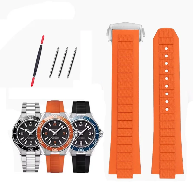 

Ремешок для часов из фторкаучука FKM 21x18 мм для новых моделей Omega Seamaster 600 серий 217.30.42 и 217.32.42, спортивный ремешок для часов из фторкаучука