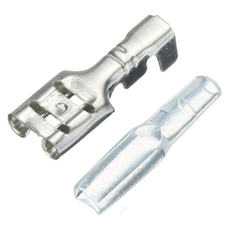 120Pcs 2.8Mm 4.8Mm 6.3Mm Crimp Insulating Terminals Silver Transparent Female Spade Connectors Sleeve Kit