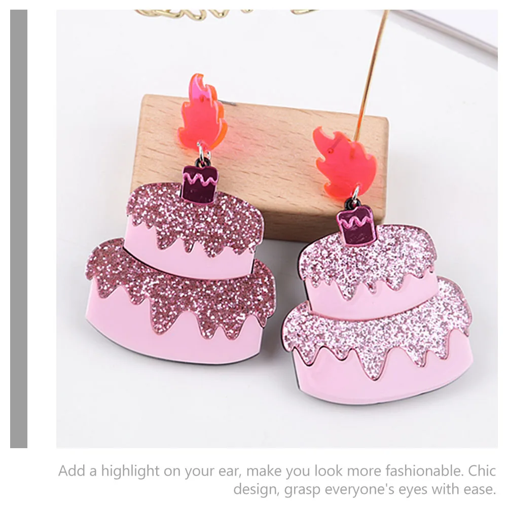 

Cake Earrings Costume Earrings For Women Pearl Studs Cute Dessert Fashion Ladies Girls Ear Accessories Acrylic Dangle