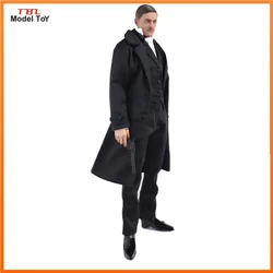 1/6 Scale DOLLSFIGURE Fashion Gothic Black Windbreaker Overcoat Jacket Shirt Vest Suit for 12 Inches Action Figure Toy