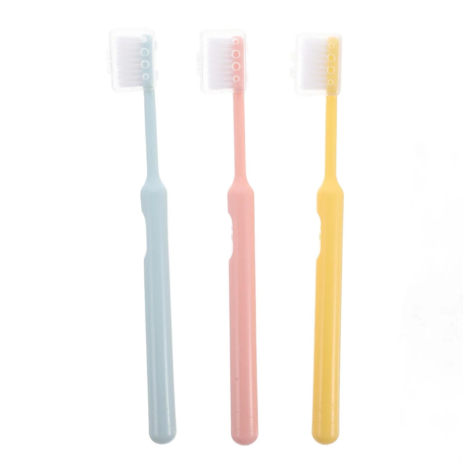 

3pcs Soft Bristle Toothbrush Set For Adults Extra Soft Travel Size Sensitive Gums Minimalist Design Portable Oral Care Tool