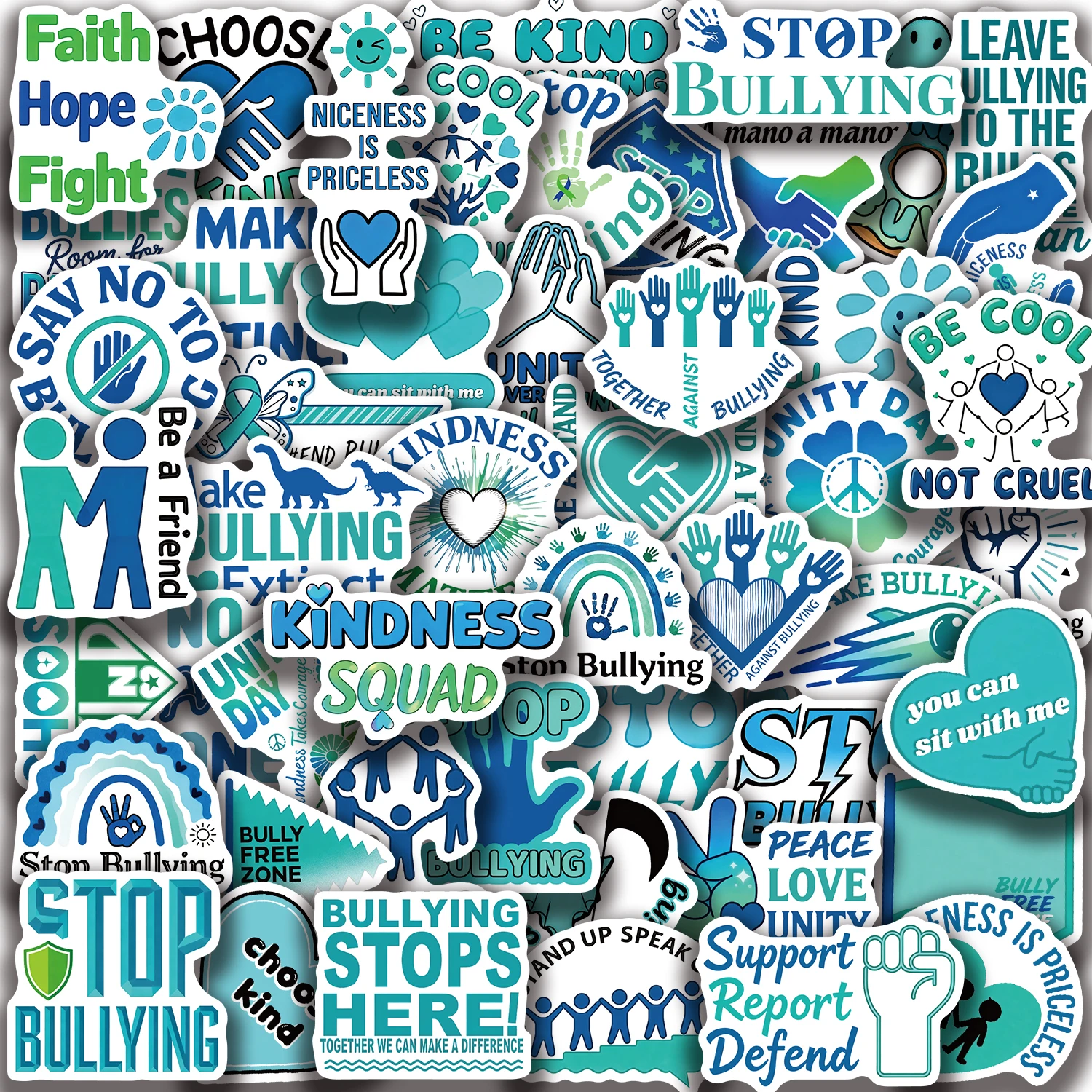 50 قطعة من ملصقات يوم المضادة للتنحيف، تصميمات جرافيتي ملونة، ملصقات زخرفية للأكواب وأجهزة الكمبيوتر المحمولة والهواتف المحمولة والأمتعة