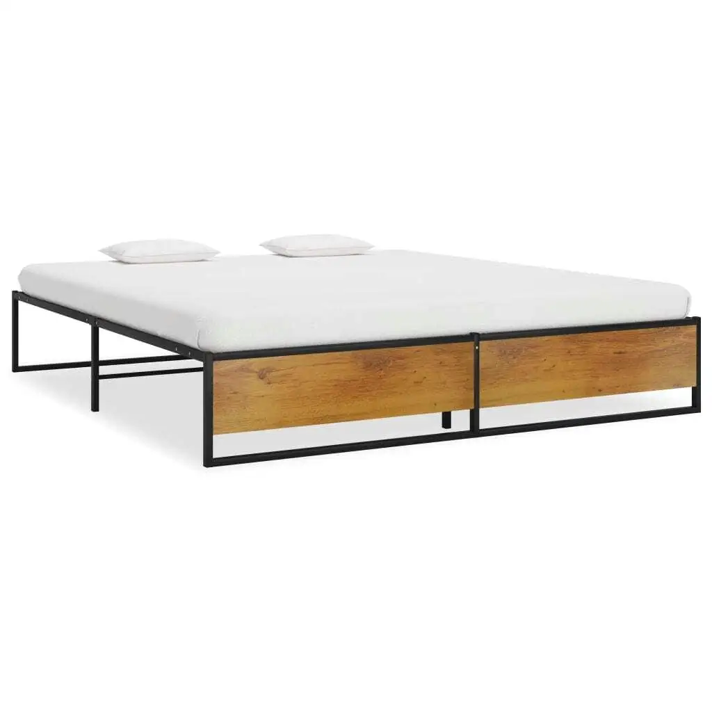 Bed Frame without Mattress Black Metal 160x200 cm