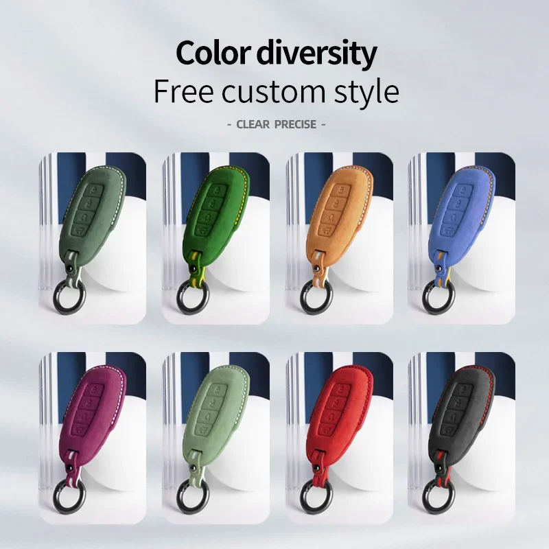 Car Key Case For Hyundai I30 Creta Elantra Solaris Azera Grandeur Ig TM Accent Santa Fe Palisade 4 Buttons Suede Cover Shell