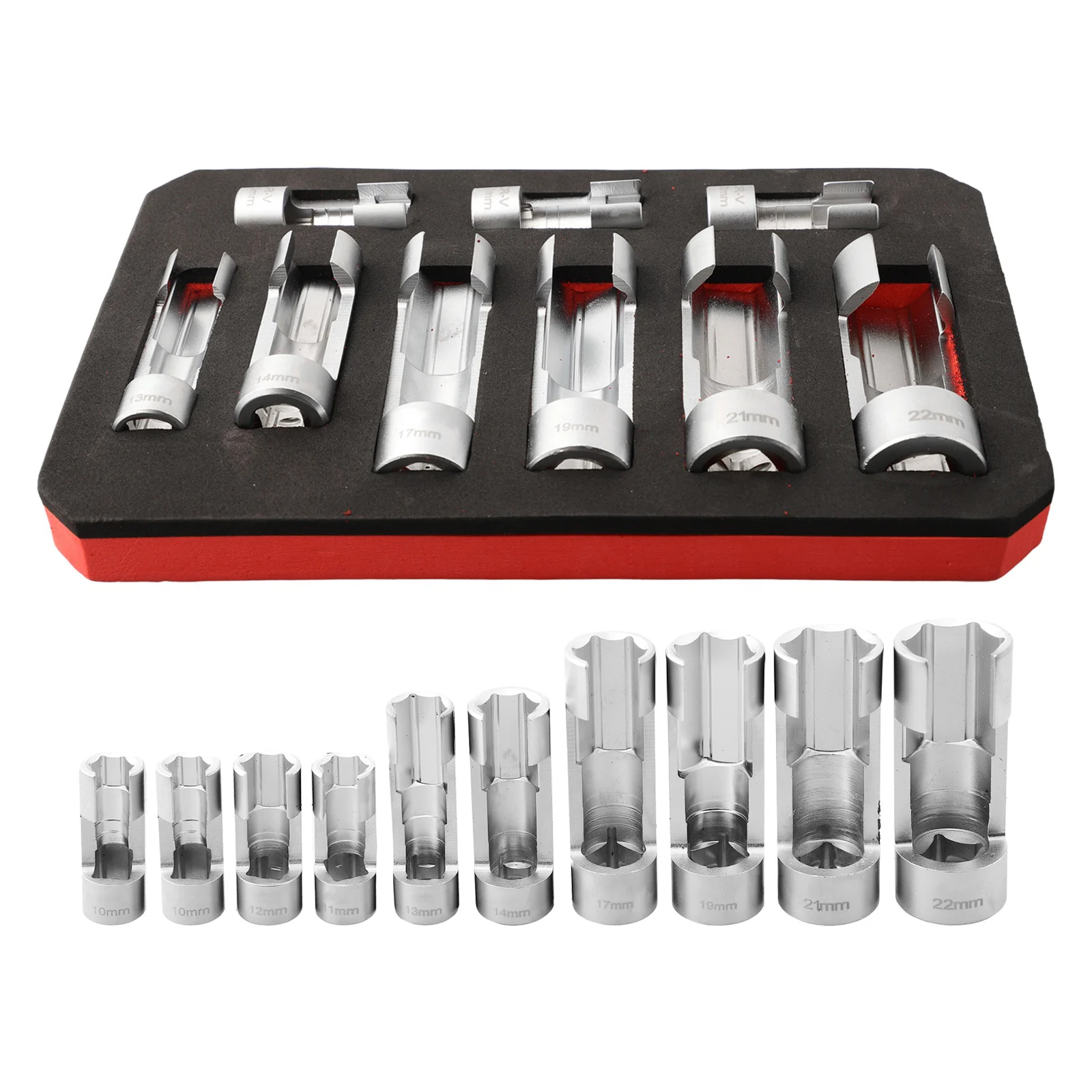 9pcs Fuel Line Sockets Wrench Set 10-22mm 1/4 3/8 1/2 Diesel Injector Fuel Line Sockets Wrench Set Union Nut Sockets