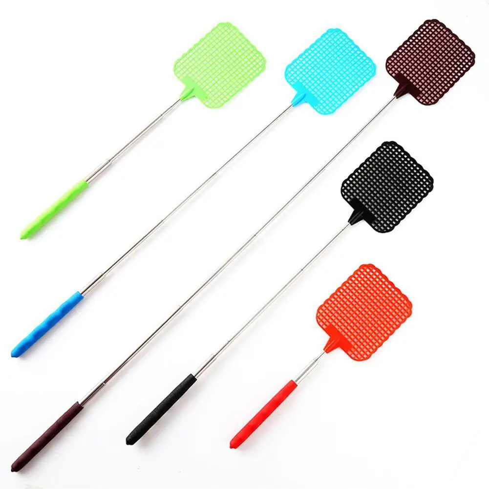 28cm Telescopic Fly Swatters Retractable Manual Plastic Fly Swatter Extendable Flyswatter With Long Pole Can Extend To 73cm