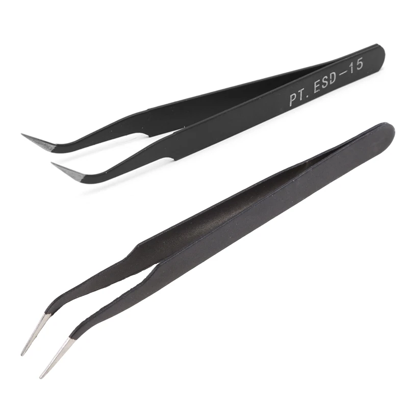 

S1Y1 Portable Stainless Steel Tweezers with Curved Pointed Serrated Tip Multipurpose Tweezers Sewing for Nail Art Gel Picking